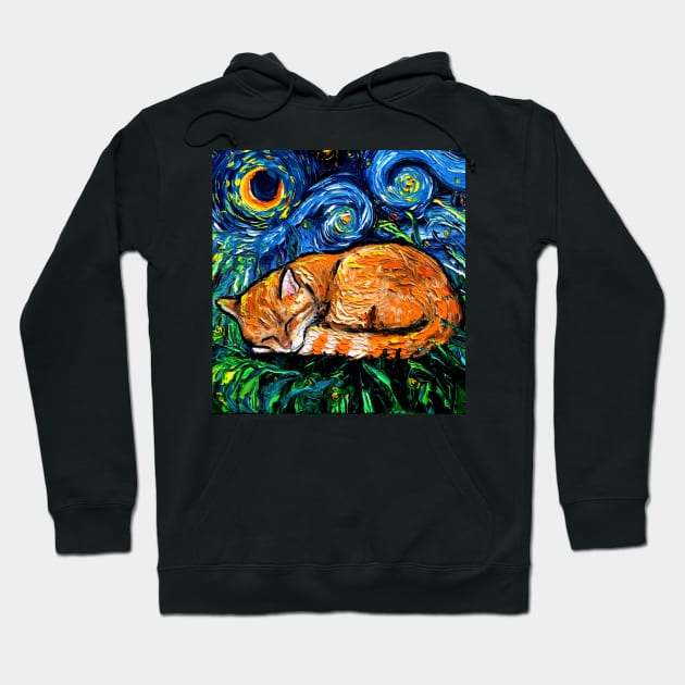 Orange Tabby Night full image Hoodie by sagittariusgallery